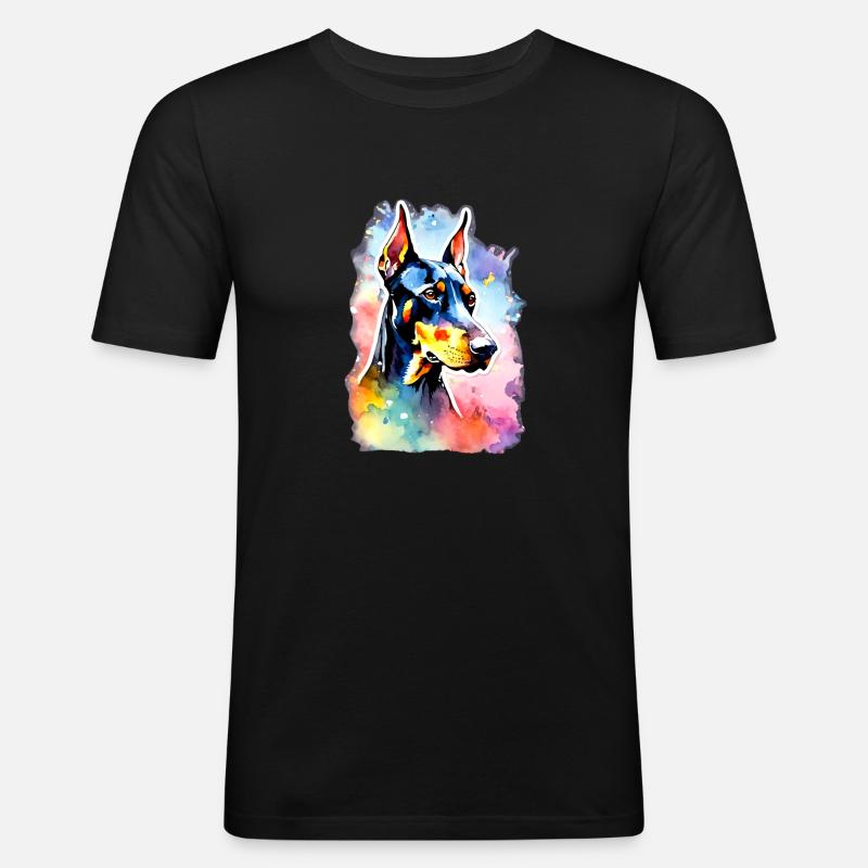 Dobermann Dobermann Hund Dobermann - Männer Slim Fit T-Shirt - Schwarz