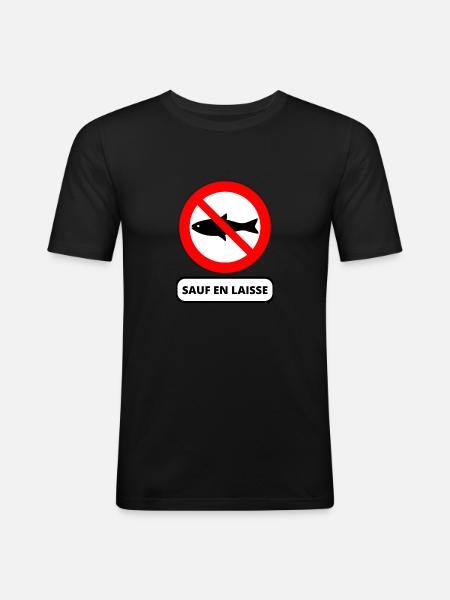 poisson interdit - T-shirt près du corps Homme - noir