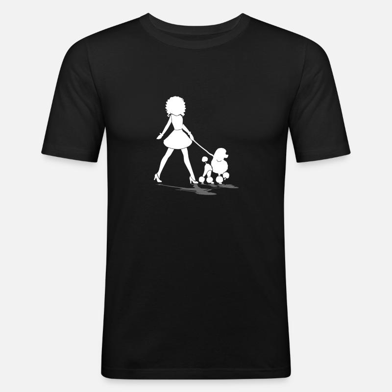 Gassi mit Pudel - Männer Slim Fit T-Shirt - Schwarz