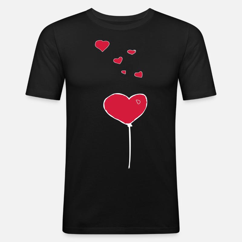 Luftballon Herzen - Männer Slim Fit T-Shirt - Schwarz