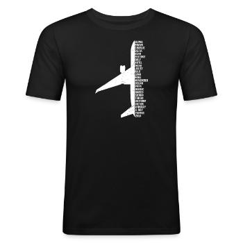 Flughafen Pilot Buchstaben Motiv Landung Landebahn - Männer Slim Fit T-Shirt - Schwarz - Vorne - Nik (191cm)
