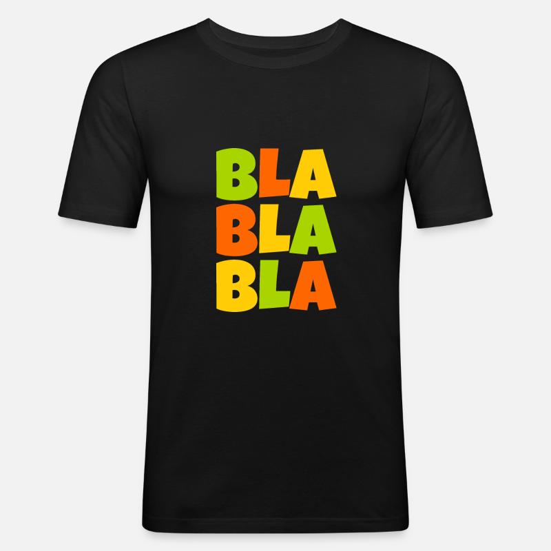 buntes Bla bla bla - Männer Slim Fit T-Shirt - Schwarz