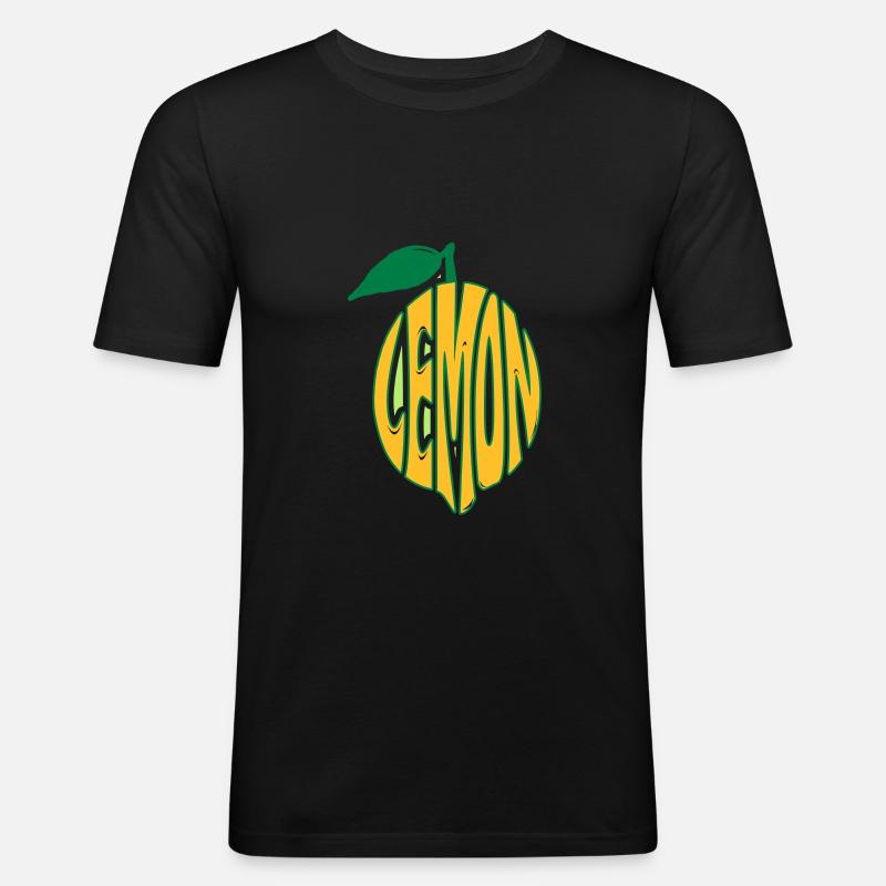Lemon Zitrone - Männer Slim Fit T-Shirt - Schwarz