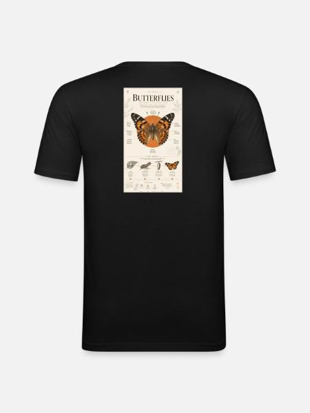 Butterfly Art Poster Nature Cycle - Men's Slim Fit T-Shirt - black