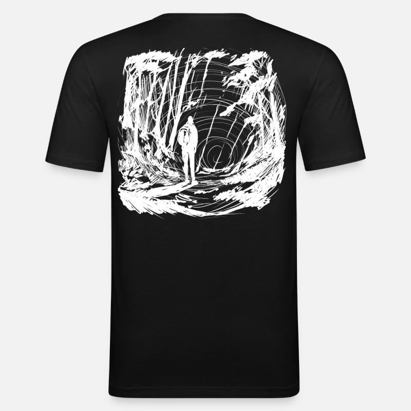 Let's go somewhere invert - Männer Slim Fit T-Shirt - Schwarz