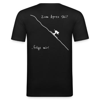 apres ski folge mir schifahren winter schiurlaub - Männer Slim Fit T-Shirt - Schwarz - Hinten - Nik (191cm)