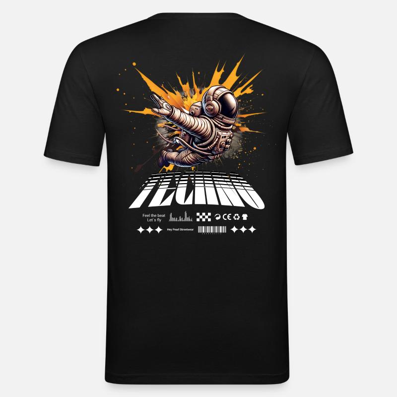 Astronaute en Spray Splash Techno - T-shirt près du corps Homme - noir