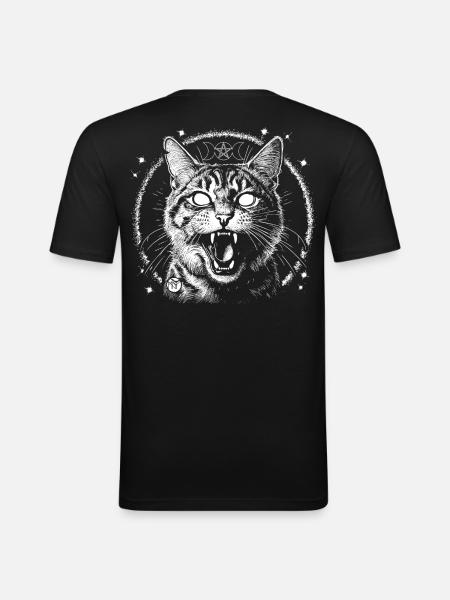 Bewitched Tabby - Männer Slim Fit T-Shirt - Schwarz