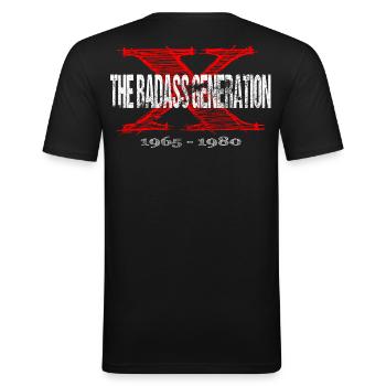 Generation X 1965 1980 Retro - Männer Slim Fit T-Shirt - Schwarz - Hinten - Nik (191cm)