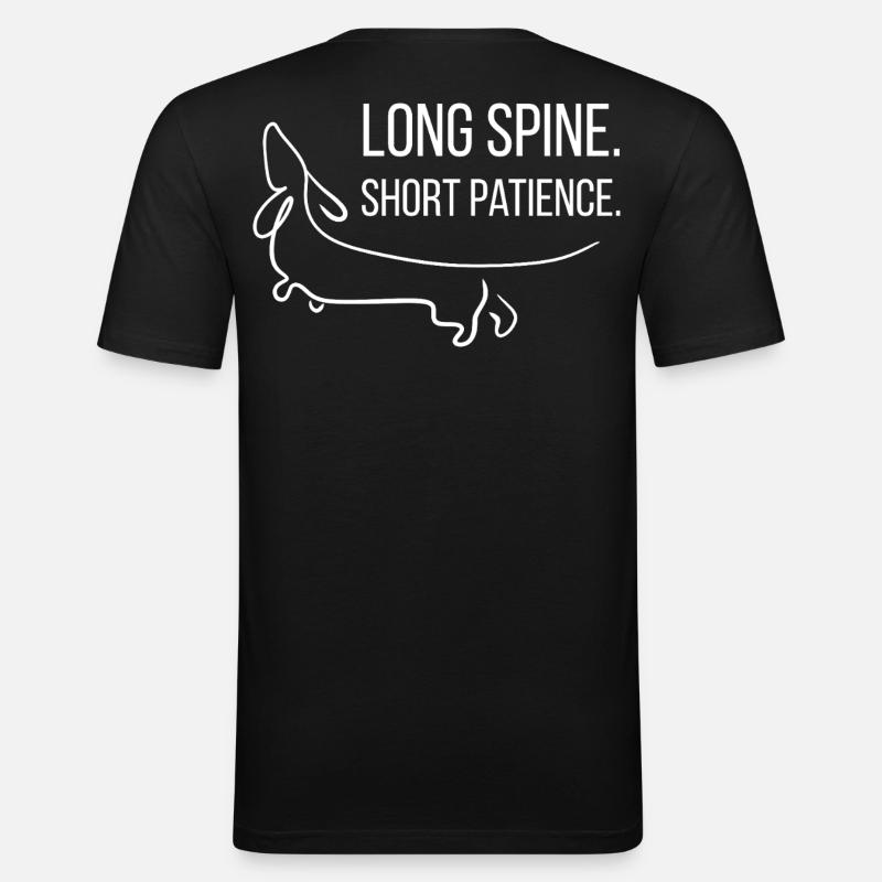 Kurzbeinig. Dickköpfig. Dackel. - Männer Slim Fit T-Shirt - Schwarz