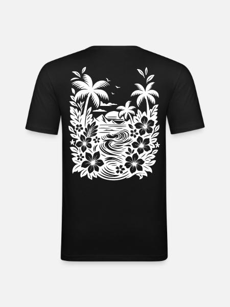 Beach weiss - Männer Slim Fit T-Shirt - Schwarz