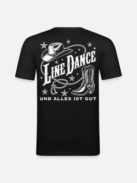 Line Dance Western Flair - Männer Slim Fit T-Shirt - Schwarz