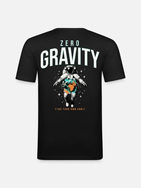Zero Gravity Astronaut Erde Weltraum - Männer Slim Fit T-Shirt - Schwarz