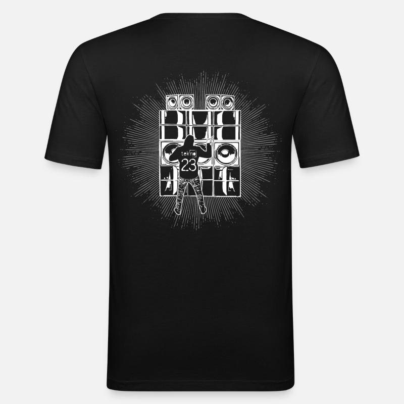 TEKNO 23 SOUNDSYSTEM - 2022 FRAME - Männer Slim Fit T-Shirt - Schwarz