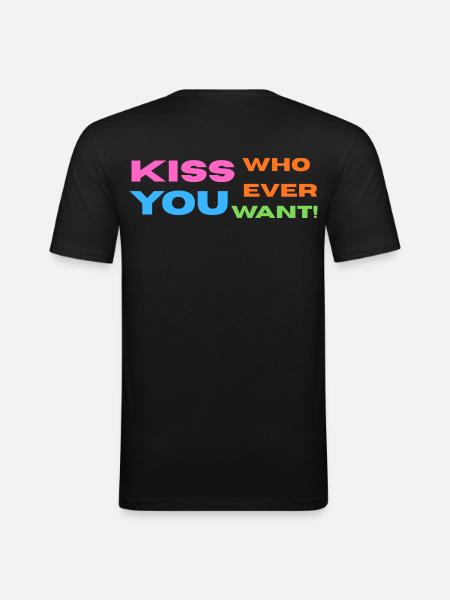 Pride / CSD / LGBTQ+ Design "Kiss" - Men's Slim Fit T-Shirt - black