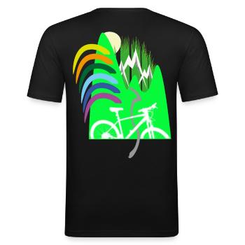 Piste cyclable montagnes arc-en-ciel - T-shirt près du corps Homme - noir - Dos - Nik (191cm)