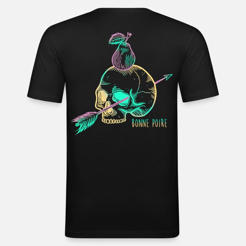 Skull pear yellow - T-shirt près du corps Homme - noir