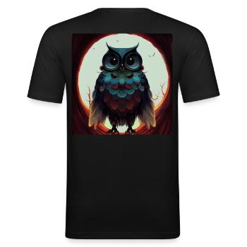 Colourful Owl - Männer Slim Fit T-Shirt - Schwarz - Hinten - Nik (191cm)