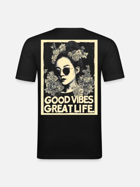 Vibes great Life tattoo - Men's Slim Fit T-Shirt - black