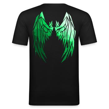 2reborn Wings Engelflügel modern art 9 - Männer Slim Fit T-Shirt - Schwarz - Hinten - Nik (191cm)