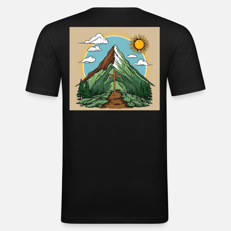 Bergspitzenkönig - Männer Slim Fit T-Shirt - Schwarz
