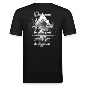 Spruch für die Person Hinter Dir Glück Berg Grafik - Männer Slim Fit T-Shirt - Schwarz - Hinten - Nik (191cm)
