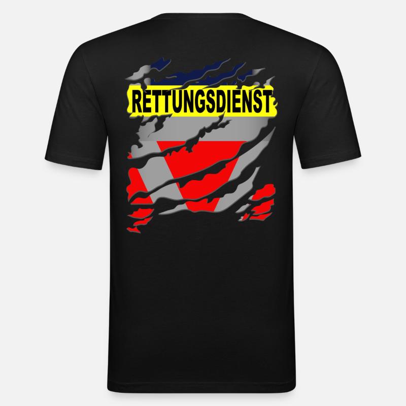 Rettungsdienst Uniform - Männer Slim Fit T-Shirt - Schwarz