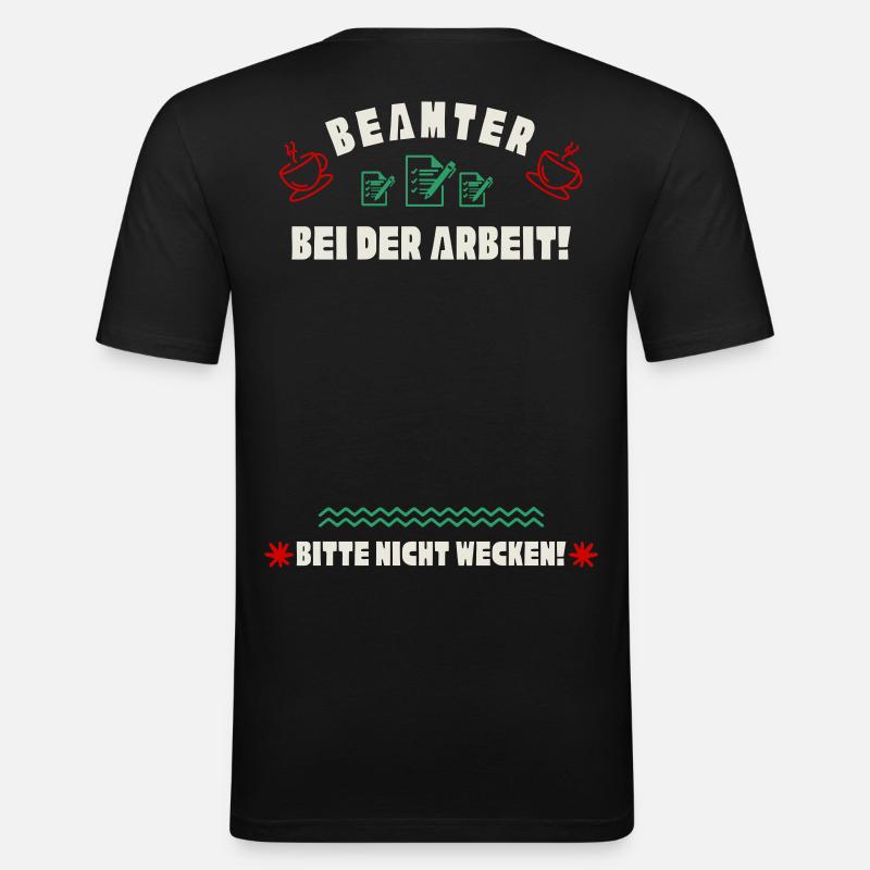 Schlafender Beamter - Männer Slim Fit T-Shirt - Schwarz