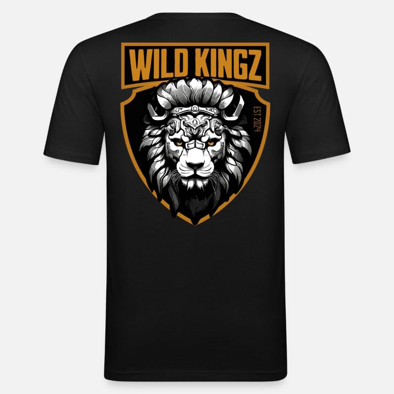 Löwe - Männer Slim Fit T-Shirt - Schwarz