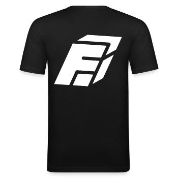 Abstract F Brief - Männer Slim Fit T-Shirt - Schwarz - Hinten - Nik (191cm)