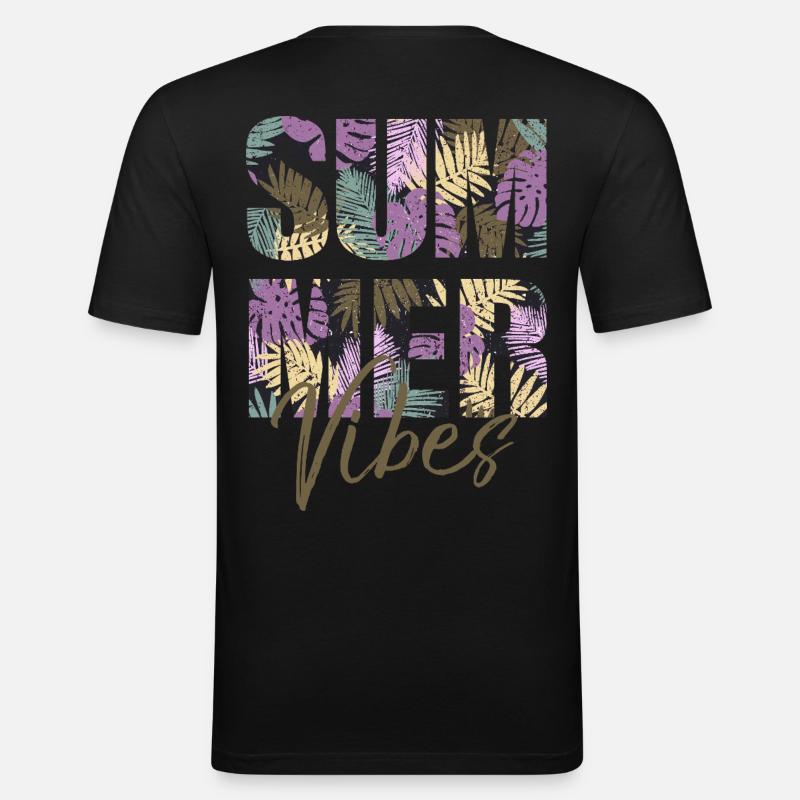 summervibes - Männer Slim Fit T-Shirt - Schwarz