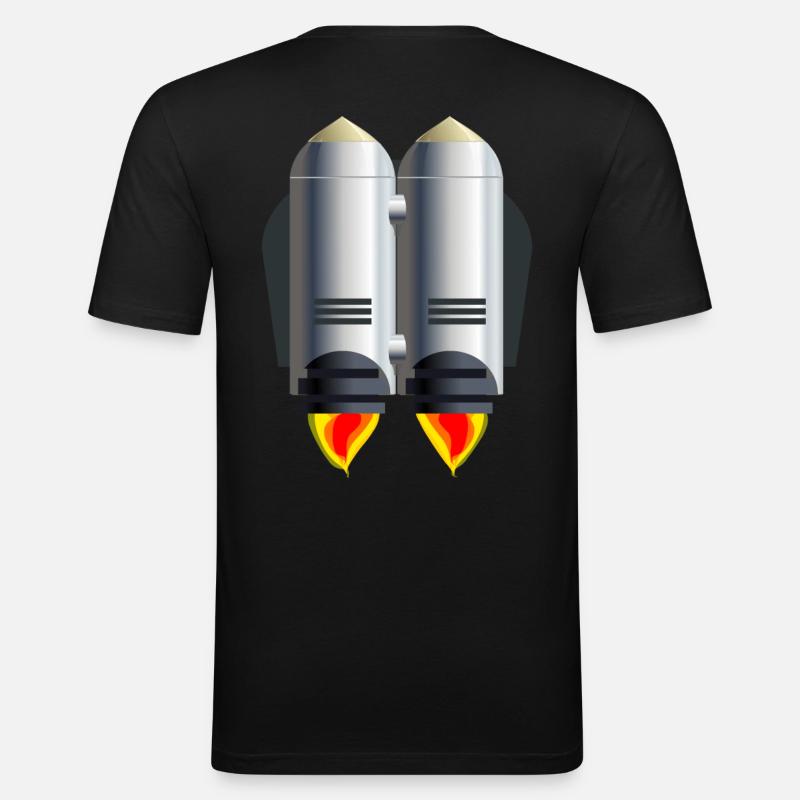 Jetpack Rocket Man - Männer Slim Fit T-Shirt - Schwarz