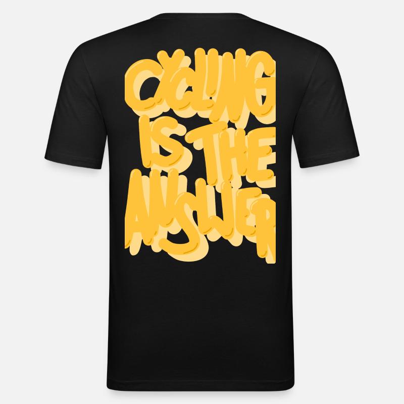 Cycling is the answer gelb - Männer Slim Fit T-Shirt - Schwarz