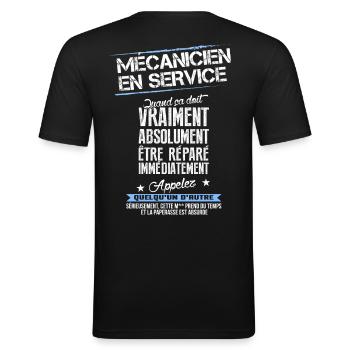 Mécanicien: Appelez quelqu'un d'autre - T-shirt près du corps Homme - noir - Dos - Nik (191cm)