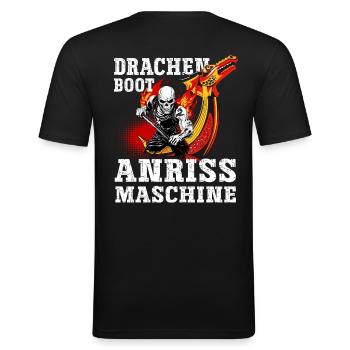 Drachenboot - Männer Slim Fit T-Shirt - Schwarz - Hinten - Nik (191cm)
