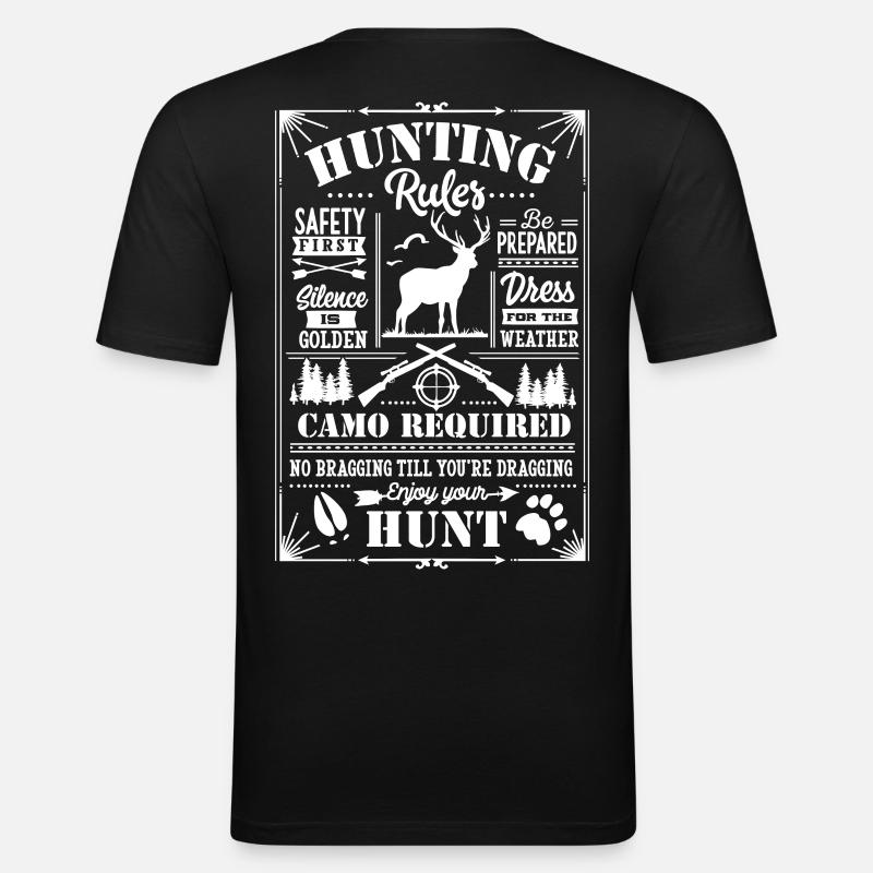 Hunting rules white - Männer Slim Fit T-Shirt - Schwarz