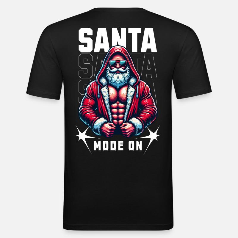 Santa Mode On - Männer Slim Fit T-Shirt - Schwarz