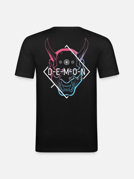 Demon - Männer Slim Fit T-Shirt - Schwarz