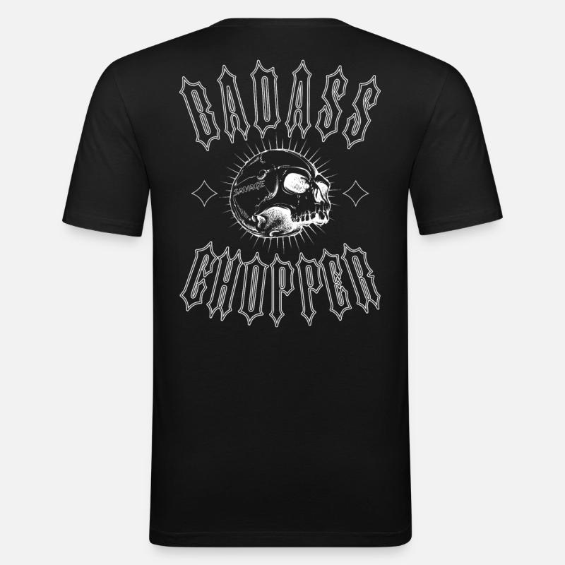 BADASS CHOPPER - Männer Slim Fit T-Shirt - Schwarz