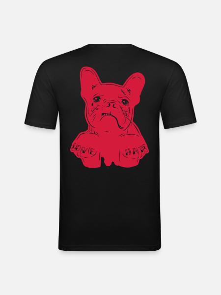 Hamburger Underdog / Love and Hate / Dog / Pug - Men's Slim Fit T-Shirt - black
