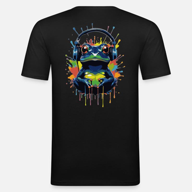 Frog Headset - Männer Slim Fit T-Shirt - Schwarz