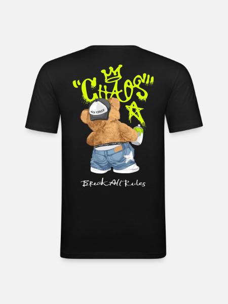 Chaos Bear Graffiti Break All Rules - Men's Slim Fit T-Shirt - black