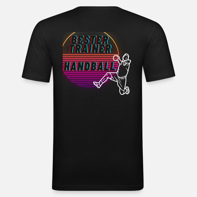 bester Trainer Handball - Männer Slim Fit T-Shirt - Schwarz