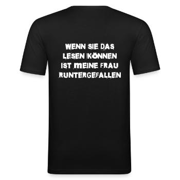 Wenn Sie das lesen können Biker Spruch Motorrad - Männer Slim Fit T-Shirt - Schwarz - Hinten - Nik (191cm)