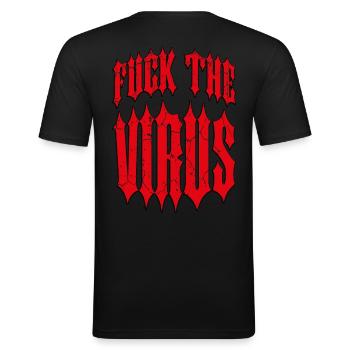 Fuck the virus - Men's Slim Fit T-Shirt - black - Back - Nik (191cm)