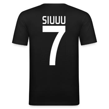 Siuuu - Männer Slim Fit T-Shirt - Schwarz - Hinten - Nik (191cm)