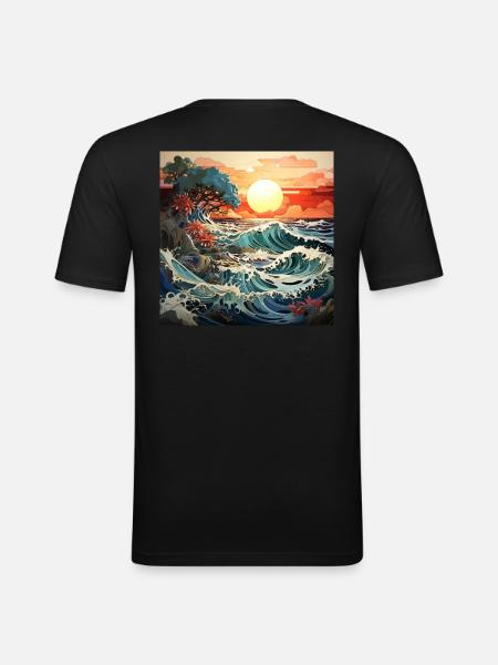 Sunrise on the waves - Men's Slim Fit T-Shirt - black
