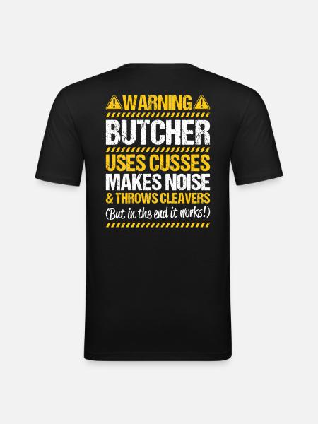 Boucher boucher boucher - T-shirt près du corps Homme - noir