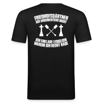 Friedhofsgärtner Friedhof Cemetery Gardener - Männer Slim Fit T-Shirt - Schwarz - Hinten - Nik (191cm)