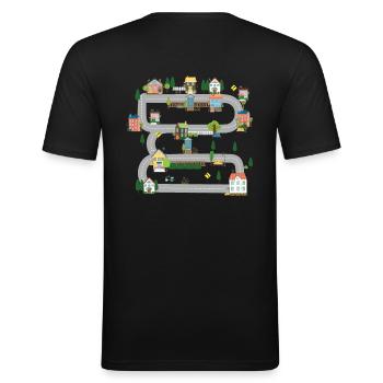 Play mat car children play carpet on back - Men's Slim Fit T-Shirt - black - Back - Nik (191cm)